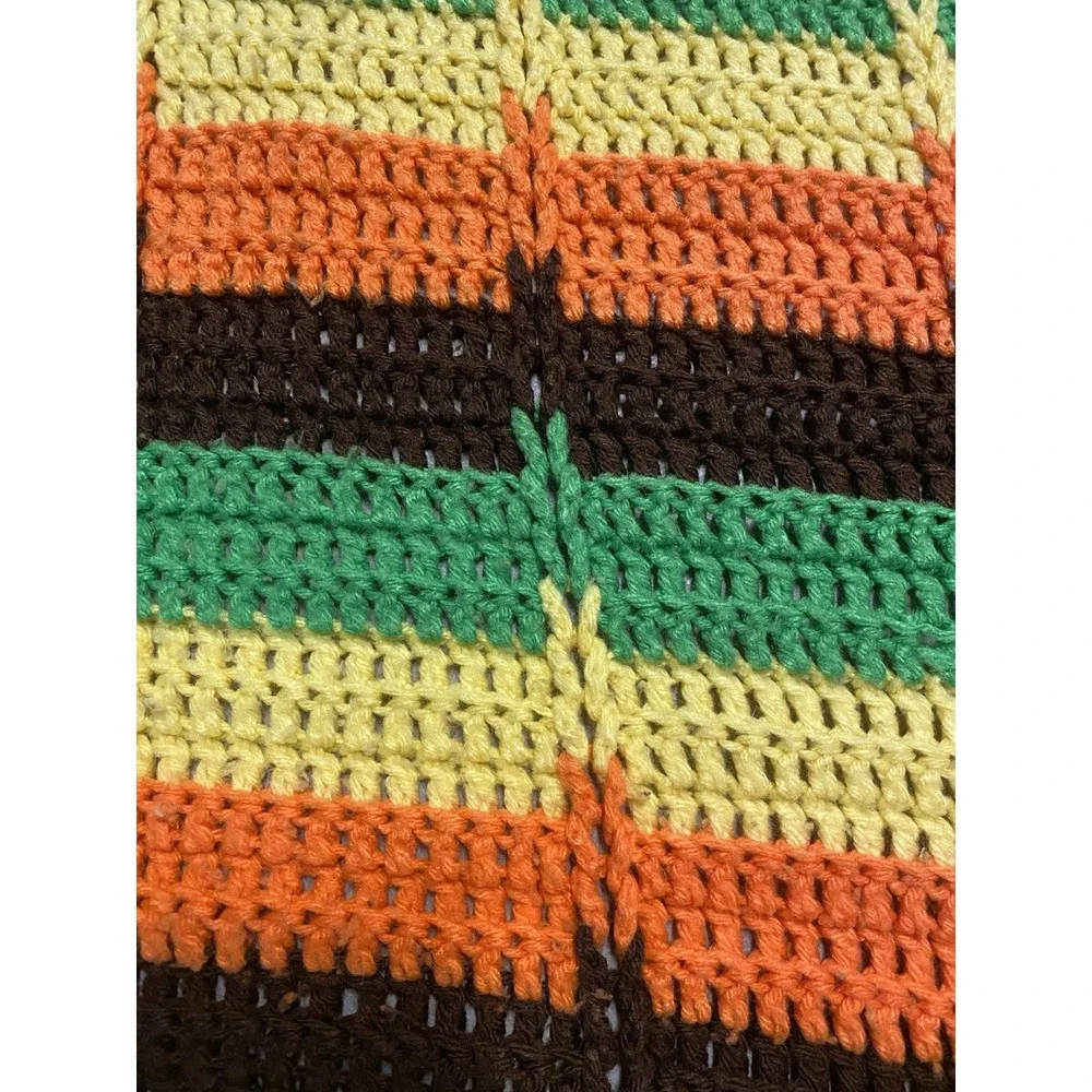 Vintage Hand-Crocheted Afghan Blanket 80
